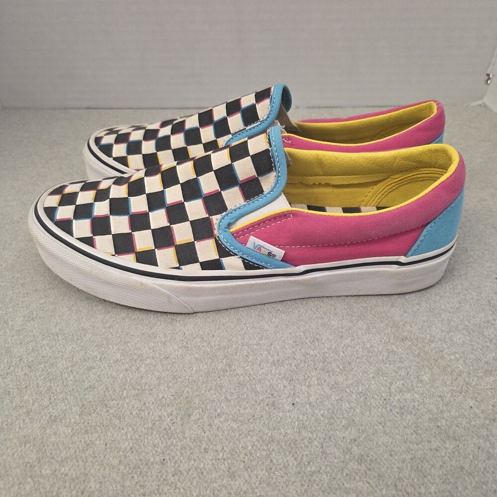 Vans Classic Slip-On Crazy Check CMYK Multi Womens Size 9 Mens Size 7.5 Pride